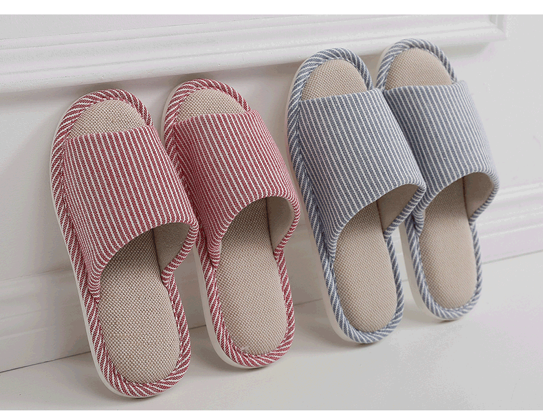 XGGC Japanese Style Linen Slippers for Men Summer Home Cotton Linen Floor Couple Indoor Non-Slip Soft Sole Beige Size 42-43 8