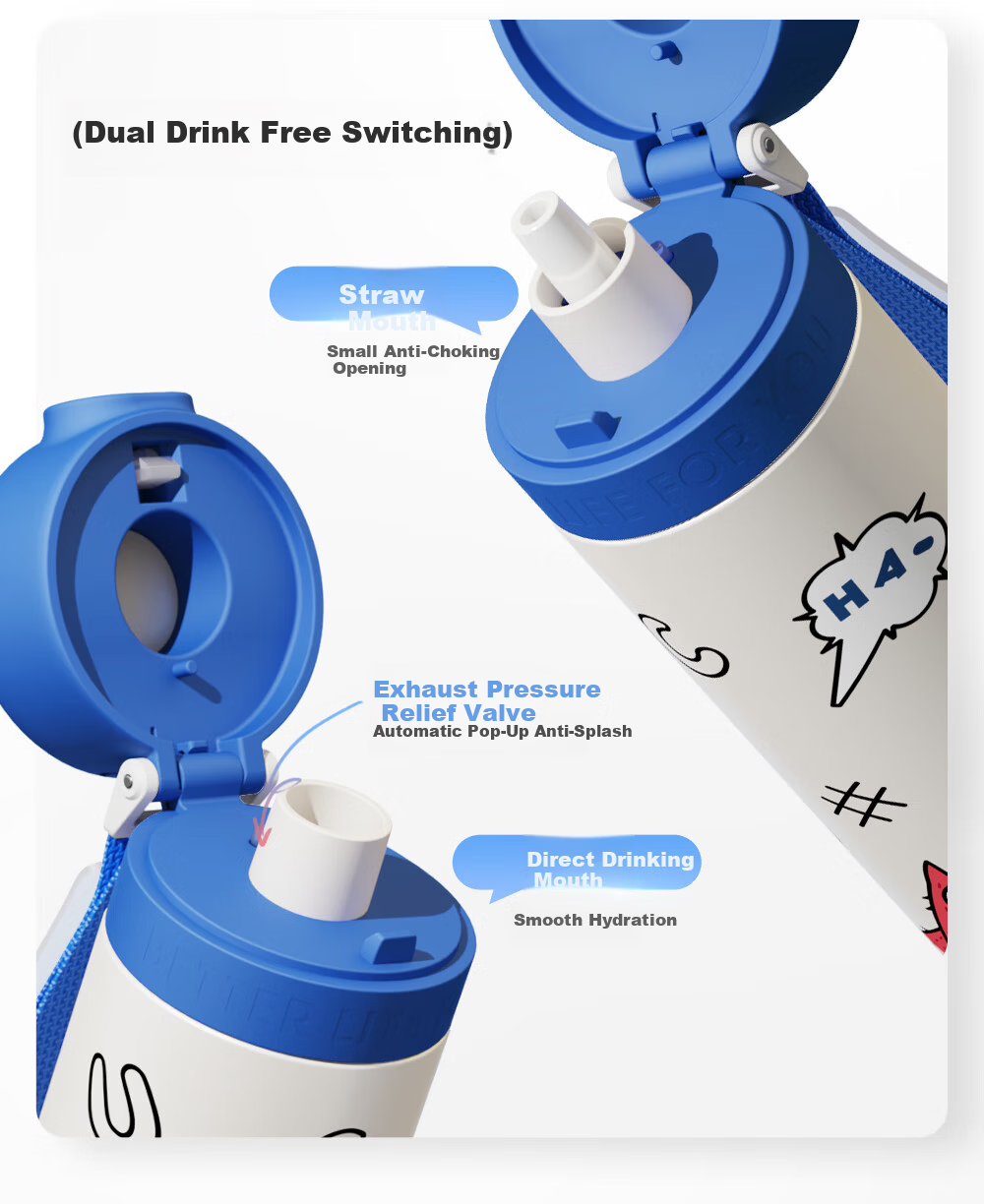 Fuguang Smart Fingerprint Cup, Unlock Password, Children's Thermos Cup, Student 316L Straw Water Bottle, Gift for Boys And Girls 13