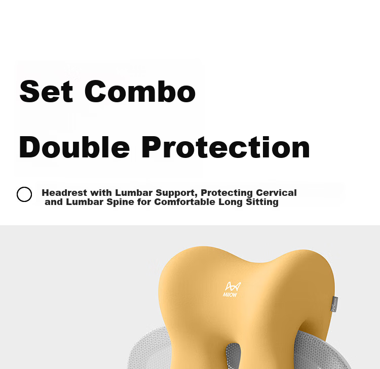 MiiOW Office Lumbar Support Cushion Seat Backrest Pillow Chair Headrest Waist Protection Cushion for Long Sitting and Nap 16