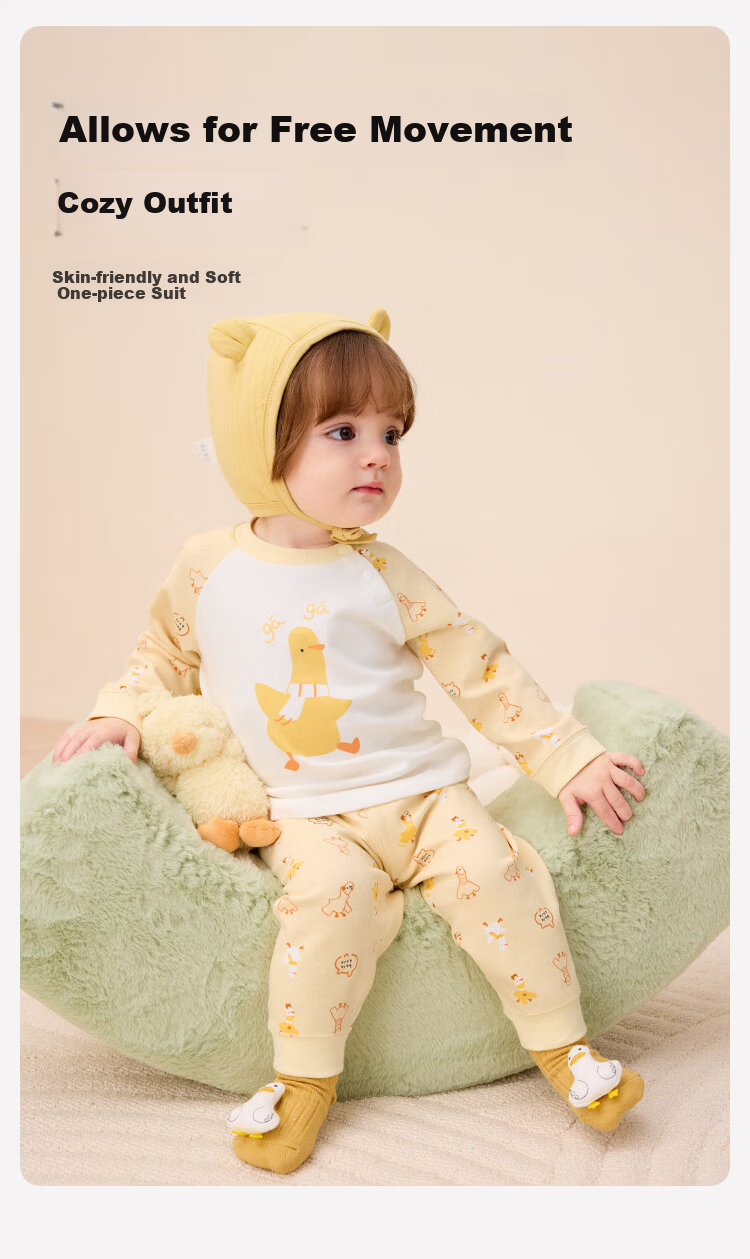 BALABALA Children's Clothing, Baby Underwear Set, Boys And Girls Long-Sleeve Outfit, Infant Pajamas, Autumn And Winter Wear, Warm, Cute And Adorable 1