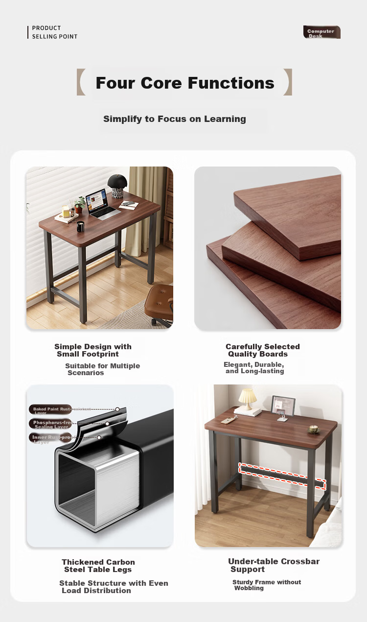 Zhuobo Computer Desk Desktop Study Table Home Small Table Bedside Table BZ58 Walnut 80x40cm 2