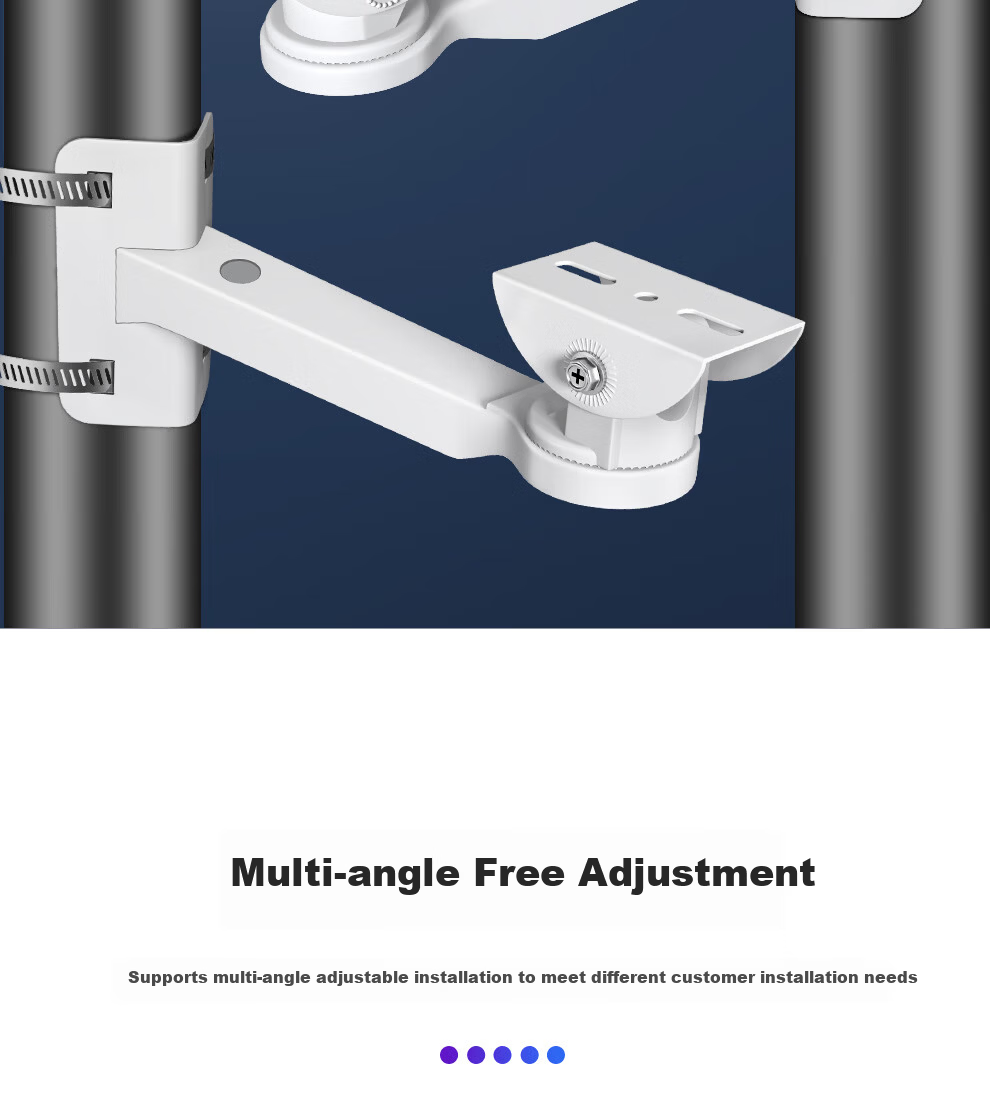 COMPCCTV Outdoor Surveillance Pole Mount Bracket for Security Cameras, Iron Clamp Holder for Utility Poles, Fence, Adjustable Goose Neck Joint, Wall Corner Installation Bracket 6
