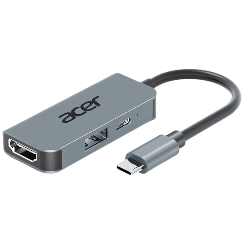 Acer Type-C to HDMI Expansion Dock, USB 3.0 Hub, 4K Screen Mirroring, PD Charger, Expansion Dock, Suitable for Smartphones, Laptops, Tablets, Converter Adapter