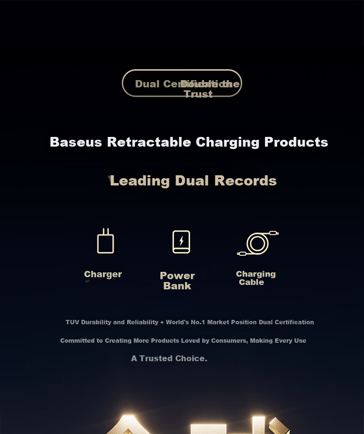 Baseus 67W GaN Charger with Dual Retractable Cables Multi-Port Type-C Fast Charging PPS/PD 65W Compatible with Apple iPhone 17 Huawei Smartphones Laptops White Plug 1