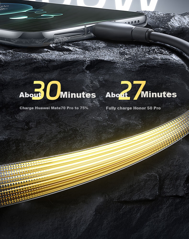 Baseus Type-C Data Cable, 6A Super Fast Charging 100W/66W, Suitable for Huawei Charging Cable P50/Mate60 Honor70Pro/50 Xiaomi Phone Cable Car Charger, Starry Black 6