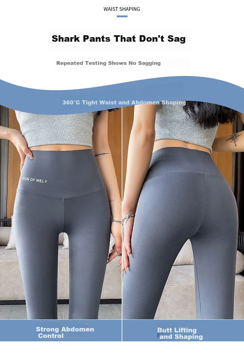 LangSha Women's 3/4 Length Sharkskin Pants Summer Thin Outerwear Leggings Ice Silk High Waist Petite Fitness Yoga Cycling Pants 5