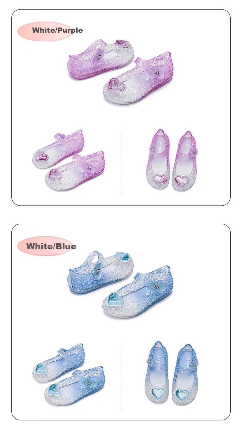 Follow Me Girls' Sandals Children's Jelly Shoes Princess Style Shoes Soft-Soled Non-Slip Casual Shoes Light Blue Size 30 11