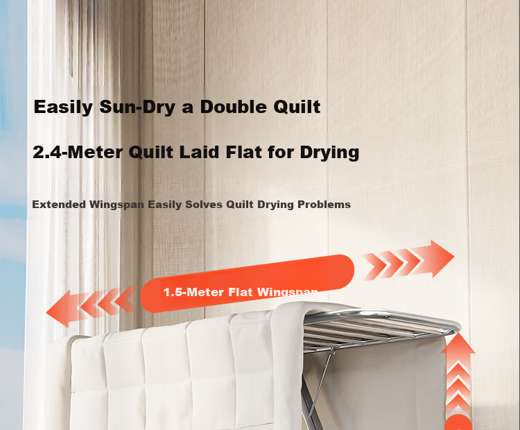 QIAONAMEI Floor Standing Clothes Drying Rack Foldable No Installation Indoor Balcony Laundry Rack Clothes Hanger 4497 6
