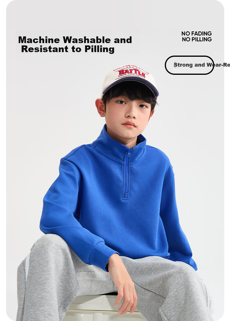 Snoopy Boys' Pullover Sweatshirt Spring and Autumn Kids' Half-Zip Casual Top 2026 New Youth Breathable Spring Sportswear 8