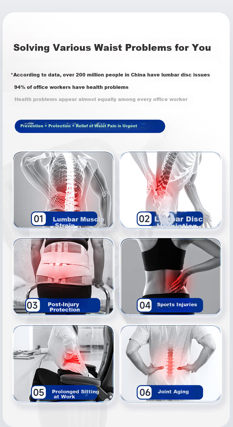 LI-NING Lumbar Support Belt for Disc Herniation and Strain with Steel Plate, Unisex Sports Fitness Waist Brace for Prolonged Sitting 6