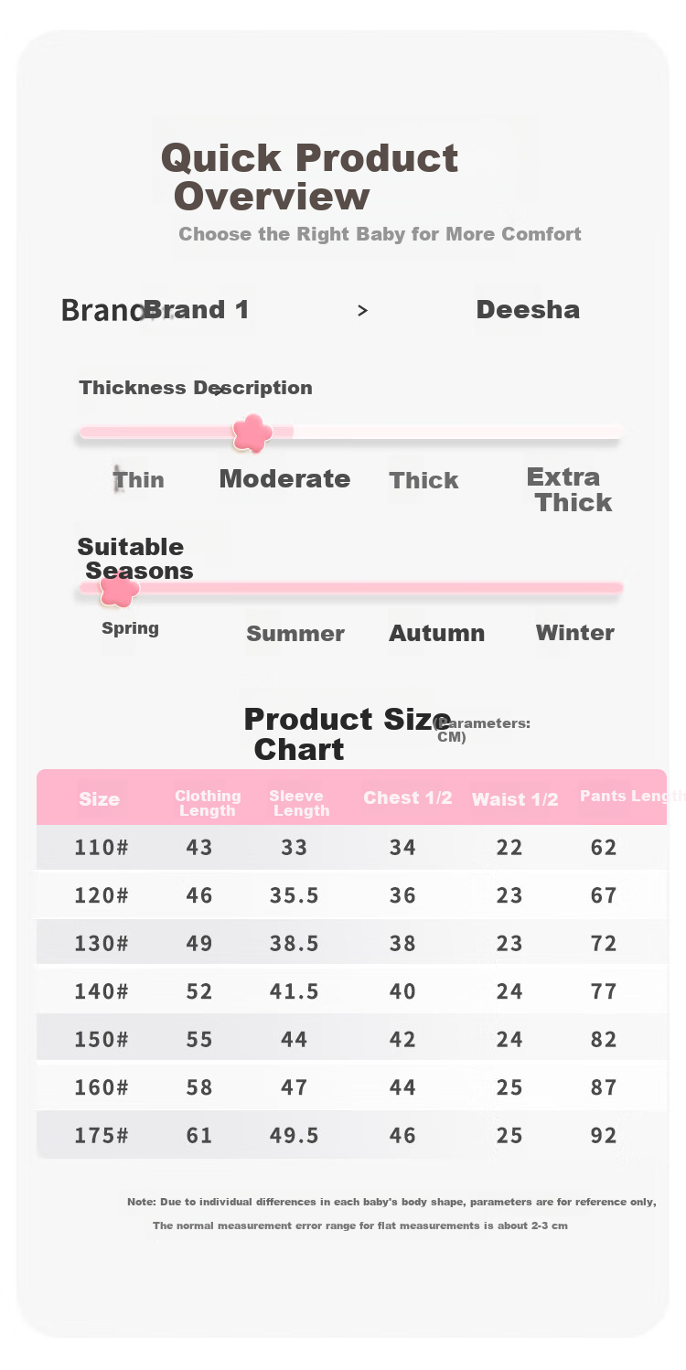 DEESHA [100% Pure Cotton] Children's Pajamas for Girls, Spring And Summer Thin Home Wear, Long-Sleeve Air Conditioning Suit Set 3