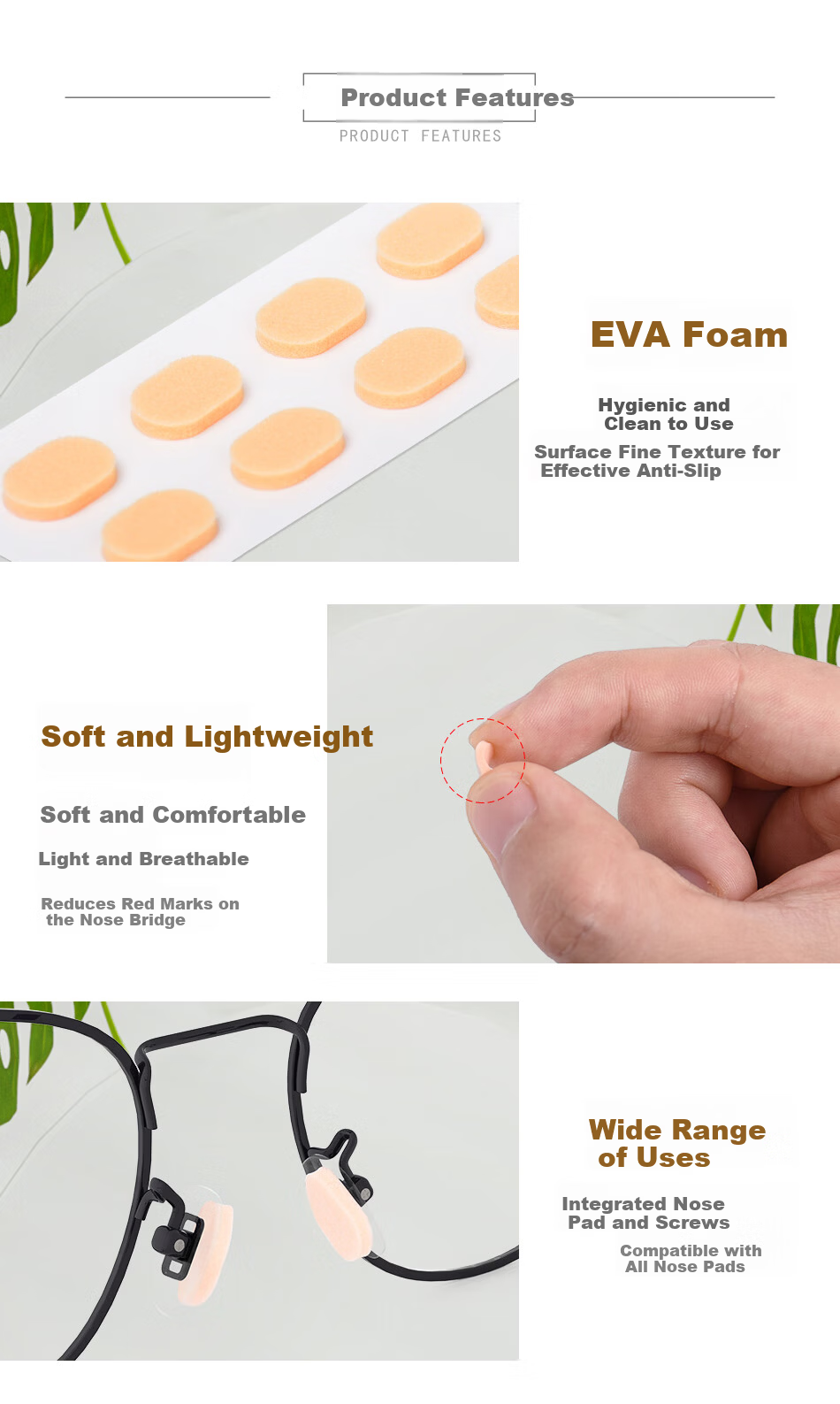 SooGree Sponge Nose Pads for Glasses Anti-Slip Anti-Fall Pressure Relief Heightening Pads Adhesive Fixators 7