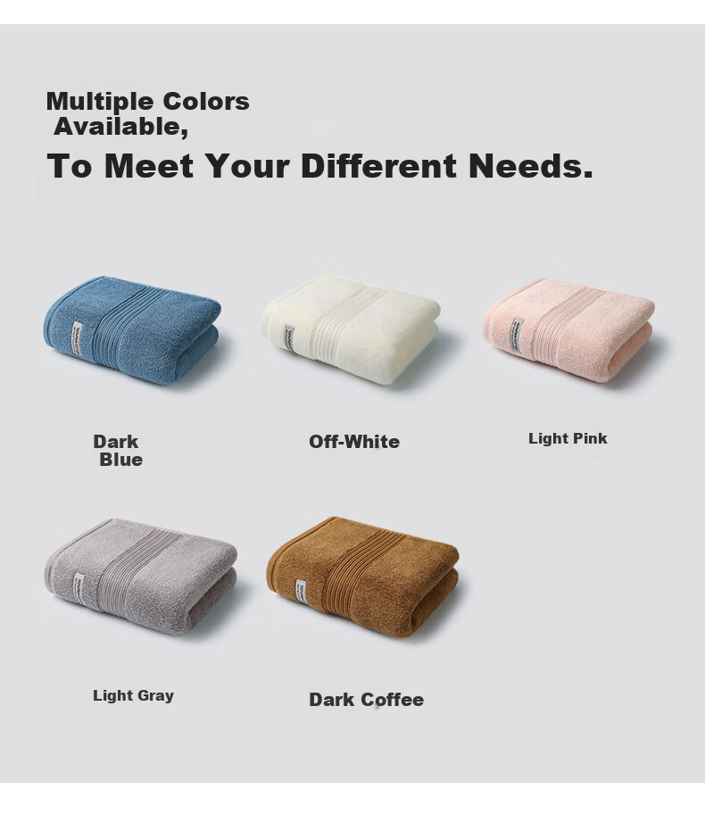 MINISO Pure Cotton Absorbent Towel Thickened Solid Color Antibacterial Face Towel Pink Purple + Orange Blue 14