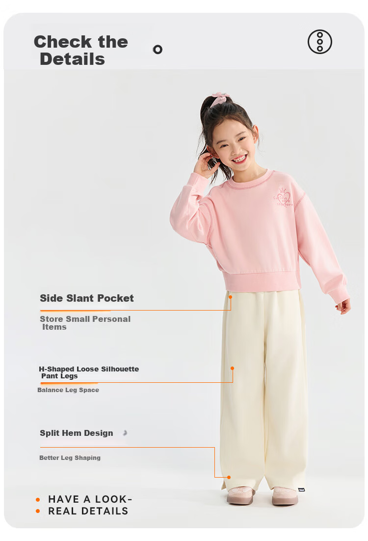 QQ DUCK Kids Girls Wide Leg Pants Casual Trousers Black Size 140 6