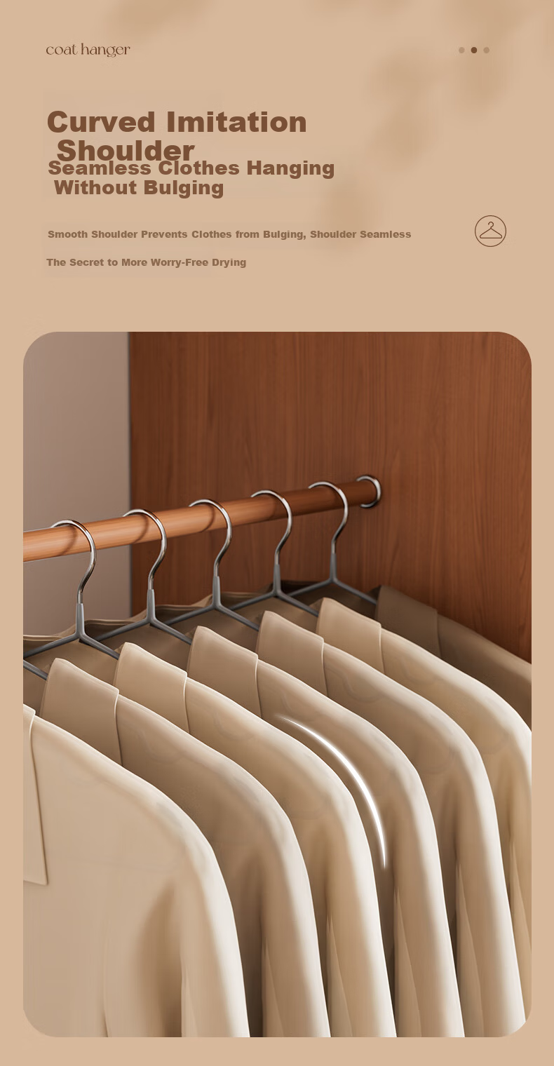 Bangnimeijia Clothes Hanger, Thickened for Home Use, Non-Slip Shoulder Angle Drying Rack for College Dormitory 2