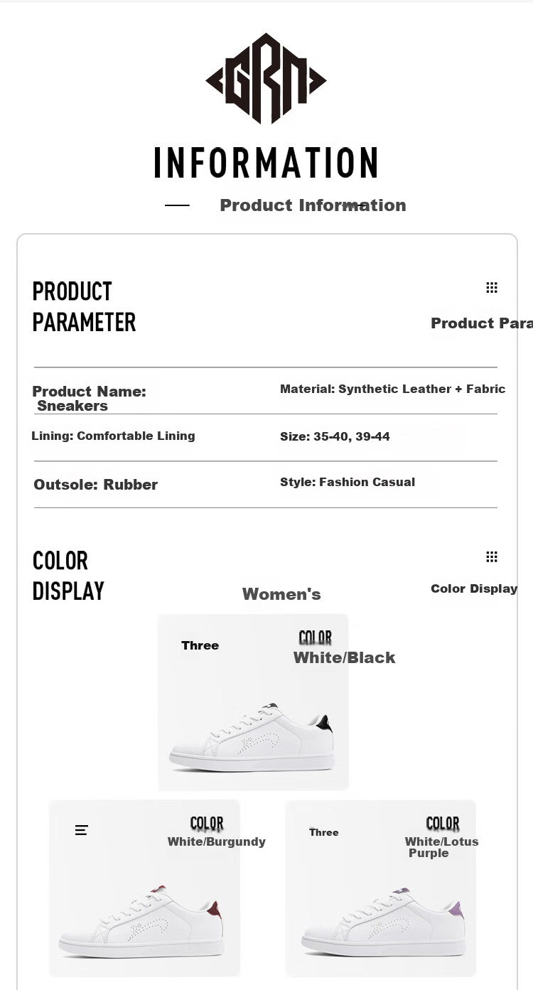 Guirenniao Casual Couple Sneakers Summer Women's Sports Versatile White Shoes Men White/Black Size 35 10