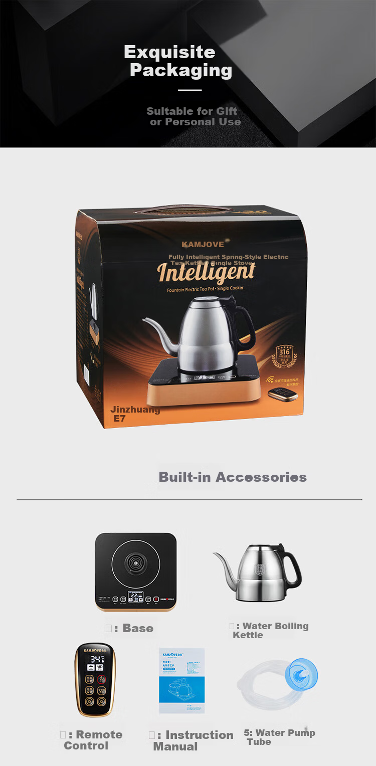 KAMJOVE Fully Intelligent Electric Kettle Temperature Control Automatic Water Dispensing Electric Kettle Insulated Remote Control Household Electric Tea Kettle 316 Stainless Steel Tea Stove E7 4
