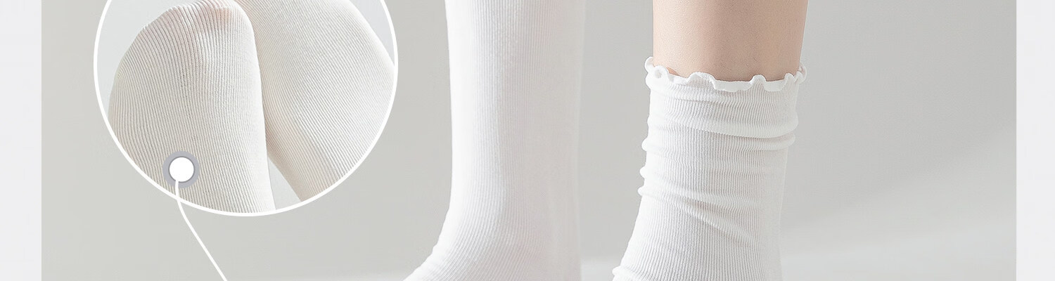 Guxu Disposable Socks Summer Thin Ice Silk Socks Women Travel Daily Use Mid-Calf Cotton Socks Black and White 69