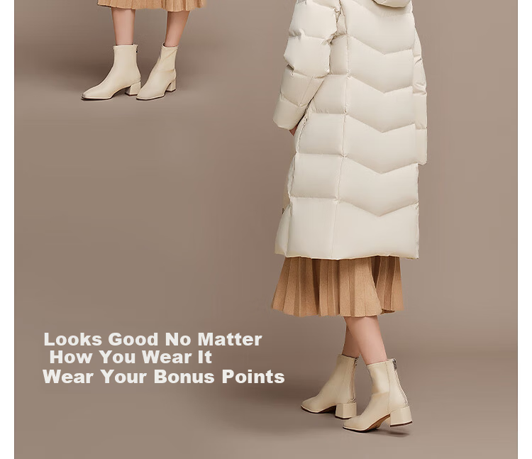 BOSIDENG Women's Off-Season 90% Down Thickened Hooded Loose Mid-Length Casual Warm Coat 5