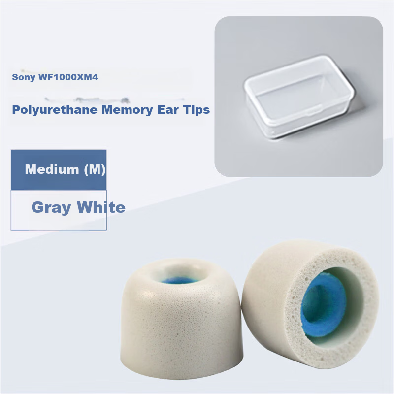 ESCASE Earphone Caps Earbud Covers Compatible with Sony XM5 XM4 WF-1000 Soft Memory Foam Accessories In-Ear Replacement Noise Cancelling Gray White M Medium