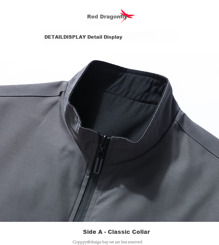 RED DRAGONFLY Men's Autumn Winter Business Commuter Stand Collar Casual Windproof Reversible Jacket Haze Blue 3XL 17