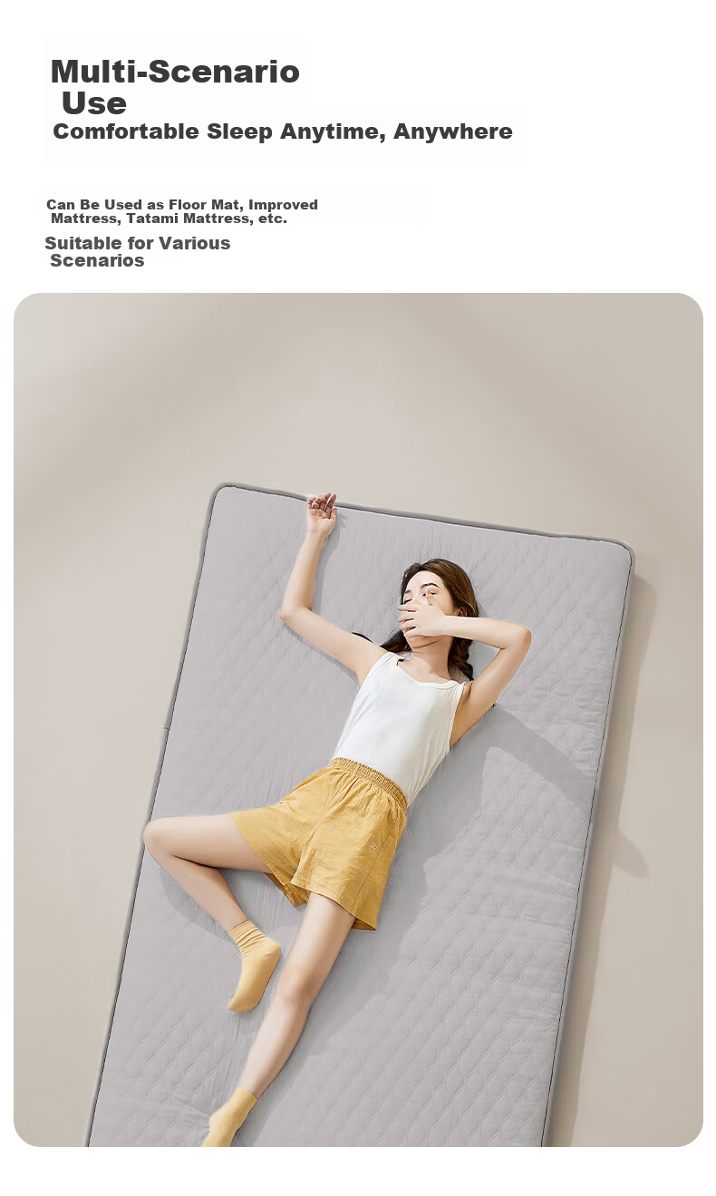 LOVO Luolai Mattress Thickened Soft Pad Tatami Dormitory Antibacterial Mite-Proof 150x200cm Gray 8