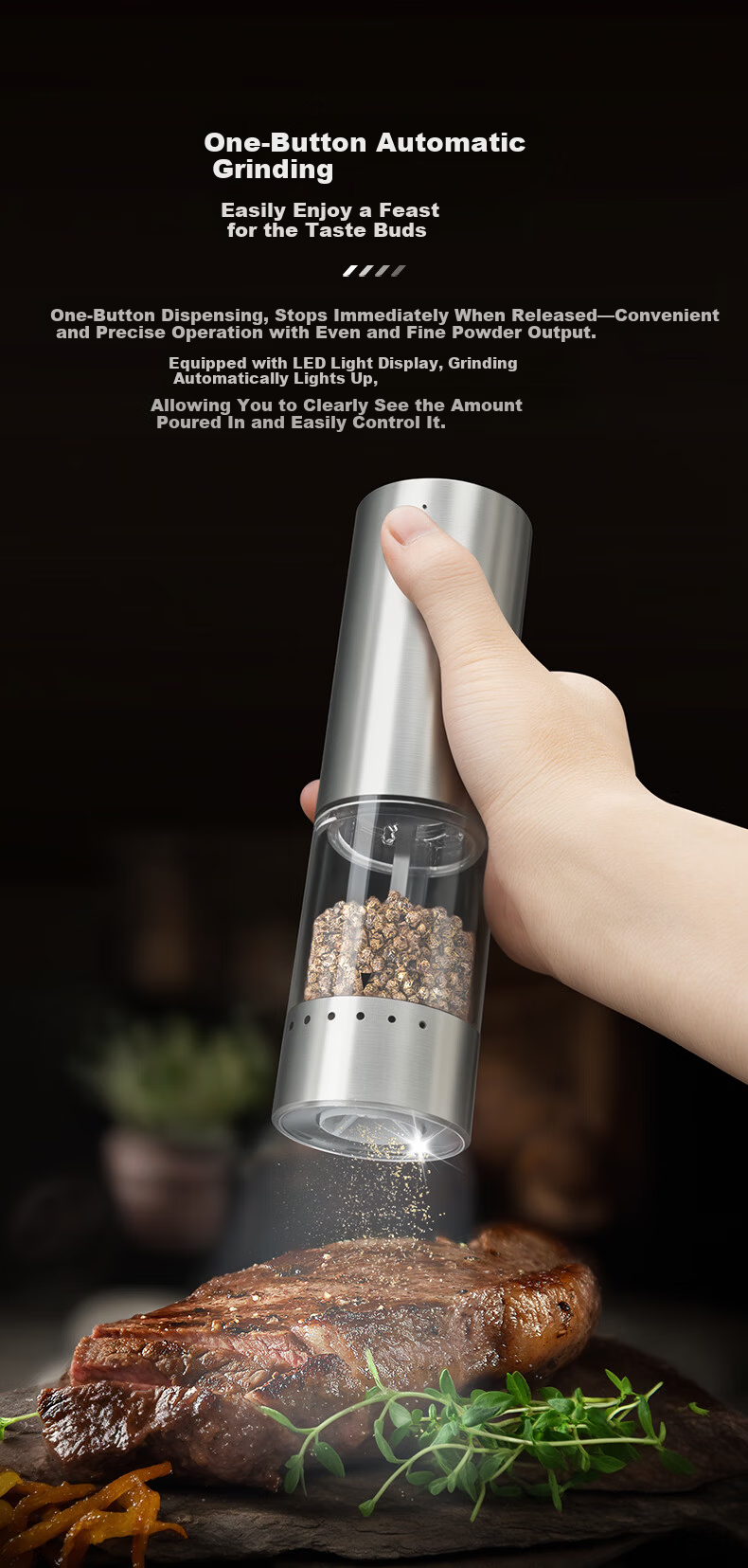 CLITON Electric Pepper Grinder Household Adjustable Spice Grinder Electric Mill for Sichuan Pepper Sea Salt Kitchen Pepper Powder Grinder Bottle Jar 9