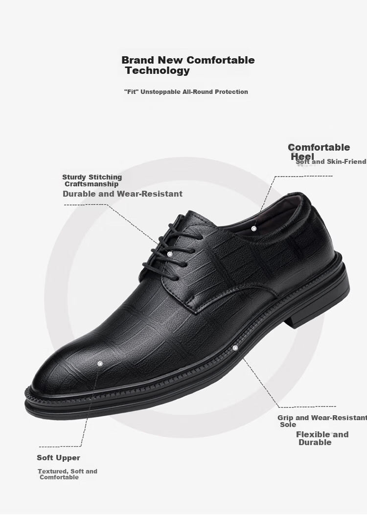 MEXICAN Men's Business Casual Leather Dress Shoes Derby Wedding Shoes Black Size 38 2