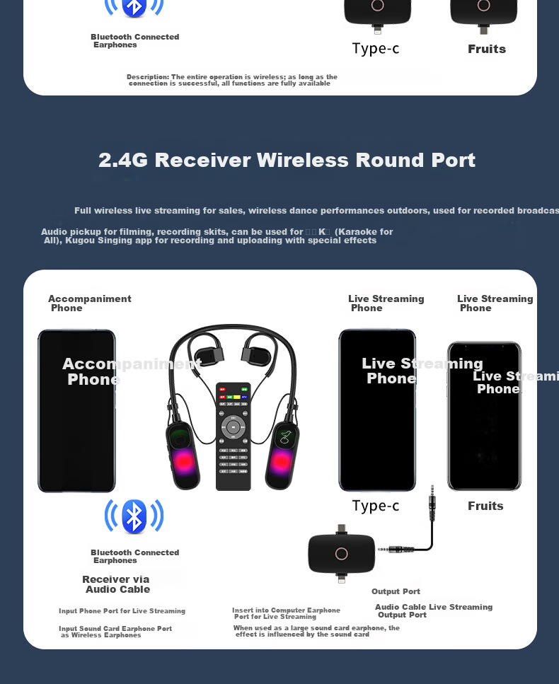 Cuckoo G10T Wireless Live Sound Card Set Headset Microphone Integrated Neckband Open Outdoor Internet Celebrity Singing Equipment Live Streaming 16