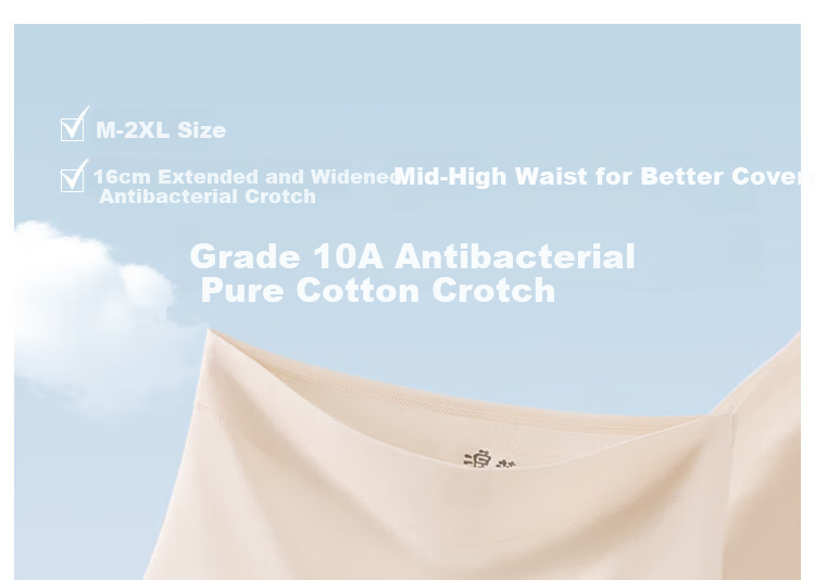 Langsha High-Waist Cotton Women's Boxer Briefs 10A Antibacterial Extended Crotch 50S Cotton Tummy Control Four-Point Underwear 6