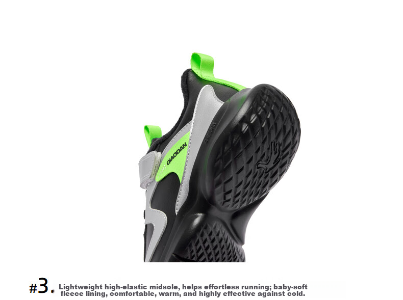 QIAODAN Boys Running Shoes Children's Leather Velcro Sports Shoes Autumn Winter Big Kids Black/Silver Size 40 35