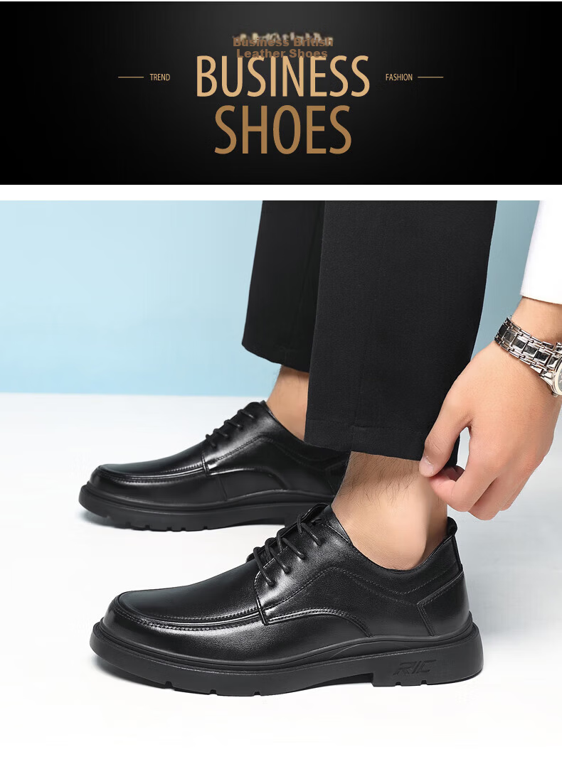 MULINSEN Top-Grain Leather Business Casual Men's Shoes, Breathable Soft-Soled Men's Work Shoes FP223219 14
