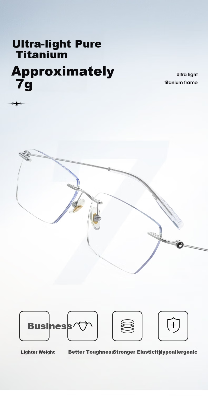 CAPONI Japanese Imported Pure Titanium Reading Glasses Men Genuine Ultra-Light Frameless Blue Light Blocking Premium Presbyopia Glasses Women 7