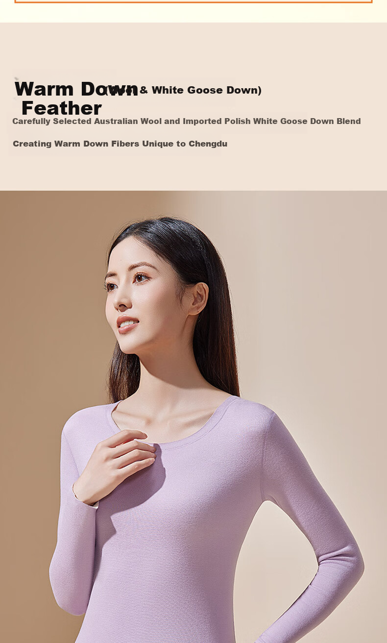 Urban Beauty [Goose Down Tencel] New Thermal Underwear Women Cashmere German Velvet Heating Fleece Thickened Autumn Shirt and Pants Set 5