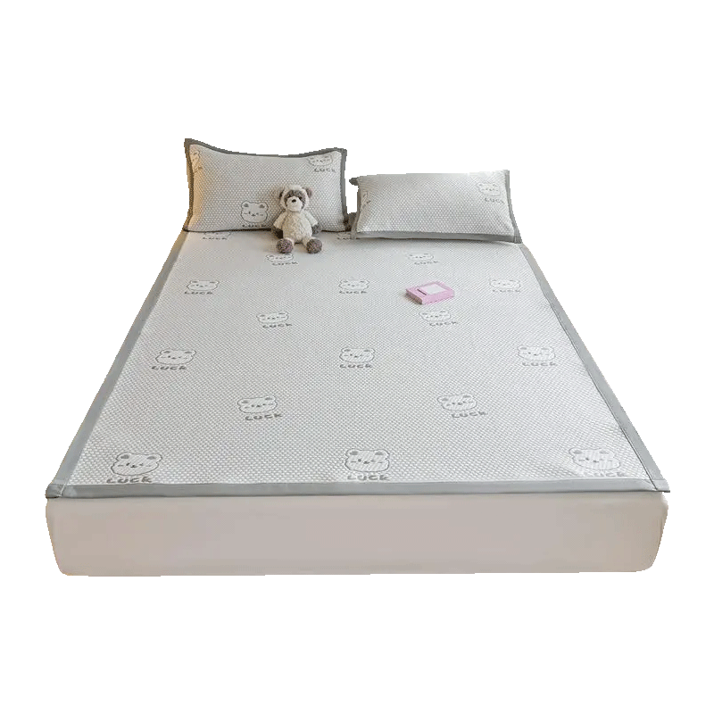 Grace Class A Single Cooling Mat Ice Bean Cooling Mat Summer Air Conditioning Soft Mat Double Household Washable 1.5*2M Bear Coffee