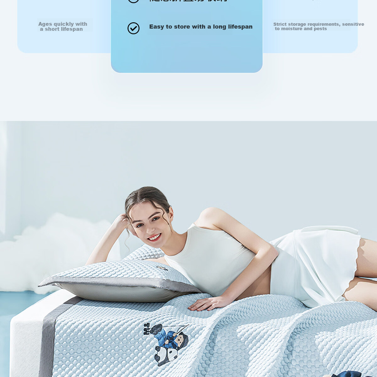 Teenie Weenie Bear Class A Ice Bean Cooling Mat Summer Cool Ice Silk Mat Washable Soft Air Conditioning Mat 150*200cm Gray 4