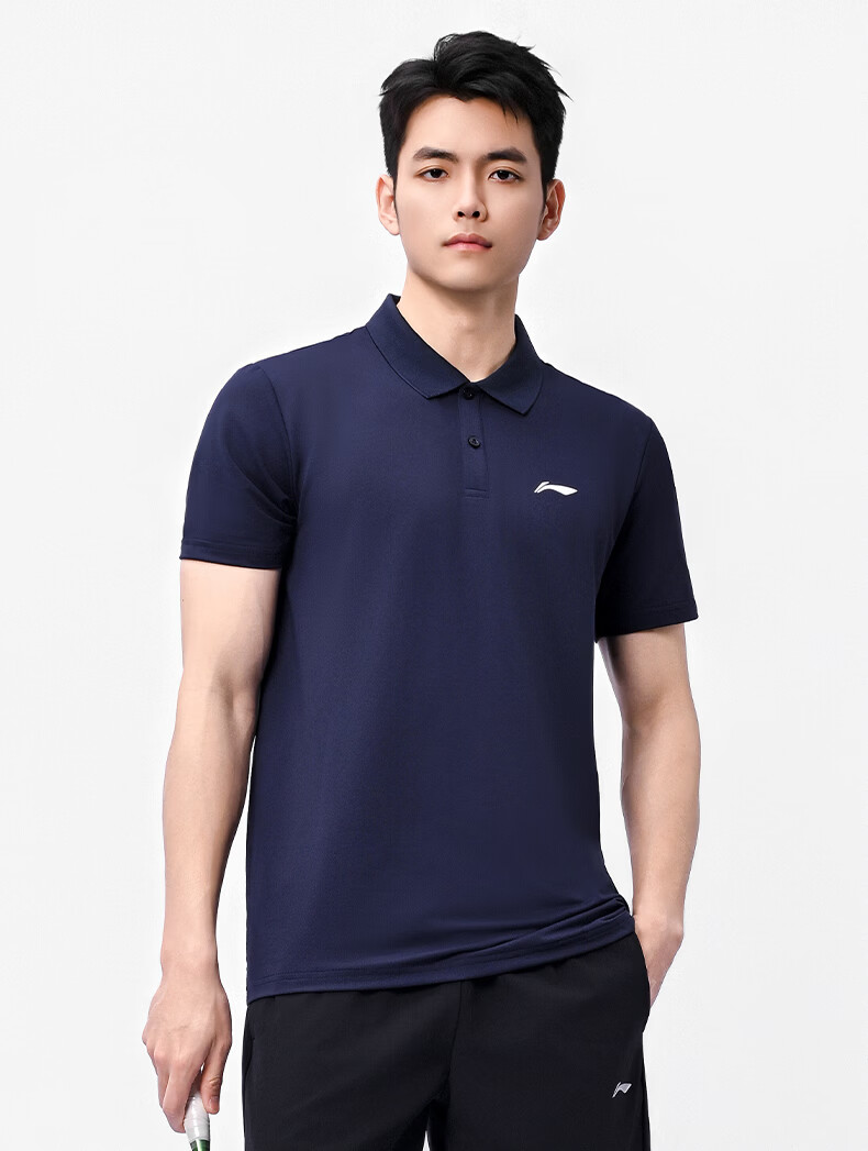 LI-NING Unisex Badminton Short Sleeve Polo Shirt with Turn-down Collar Casual Sports Tee 3XL 5
