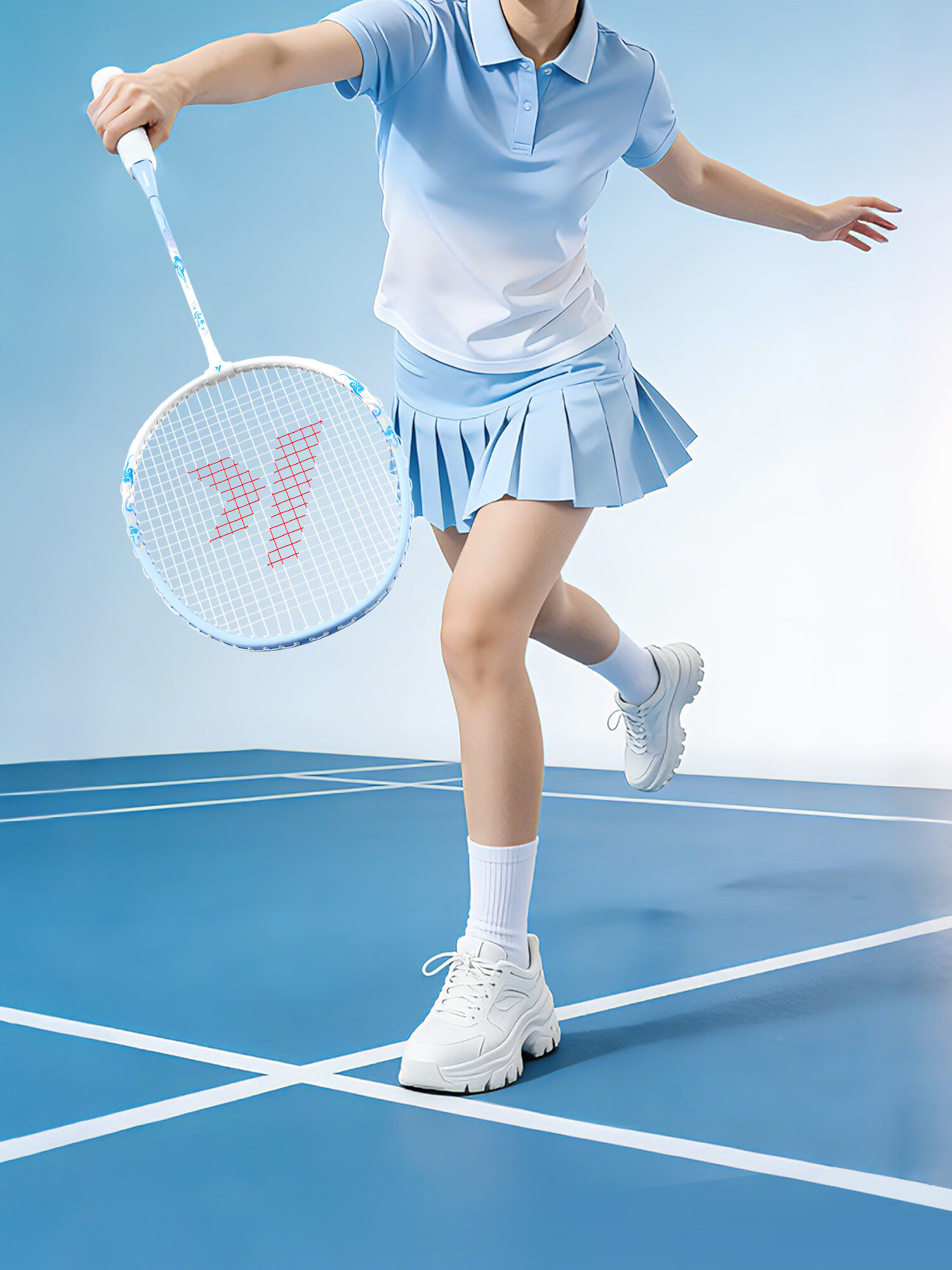 Kawasaki Badminton Racket Set Training Match Ultra-Light Durable Adult Student Set Shiyu Double Rackets Blue/Black 4