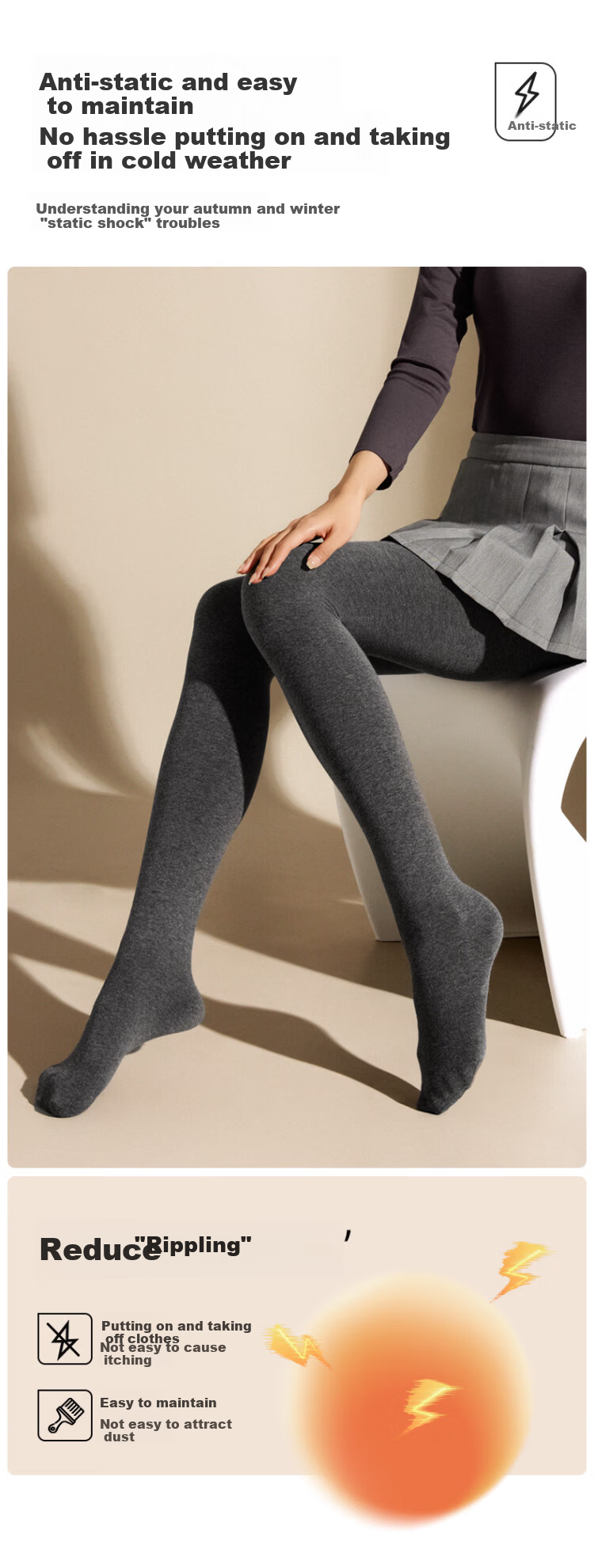 LangSha Light Leg Magic High-Waist Slim Fit Fleece-Lined Thickened Tights for Women Autumn Winter Gray Medium Thickness 7