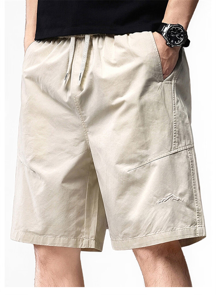 MARK FAIRWHALE Men's Summer High-End American Style Pure Cotton Casual Shorts Thin Five-Point Pants Black 3XL 2