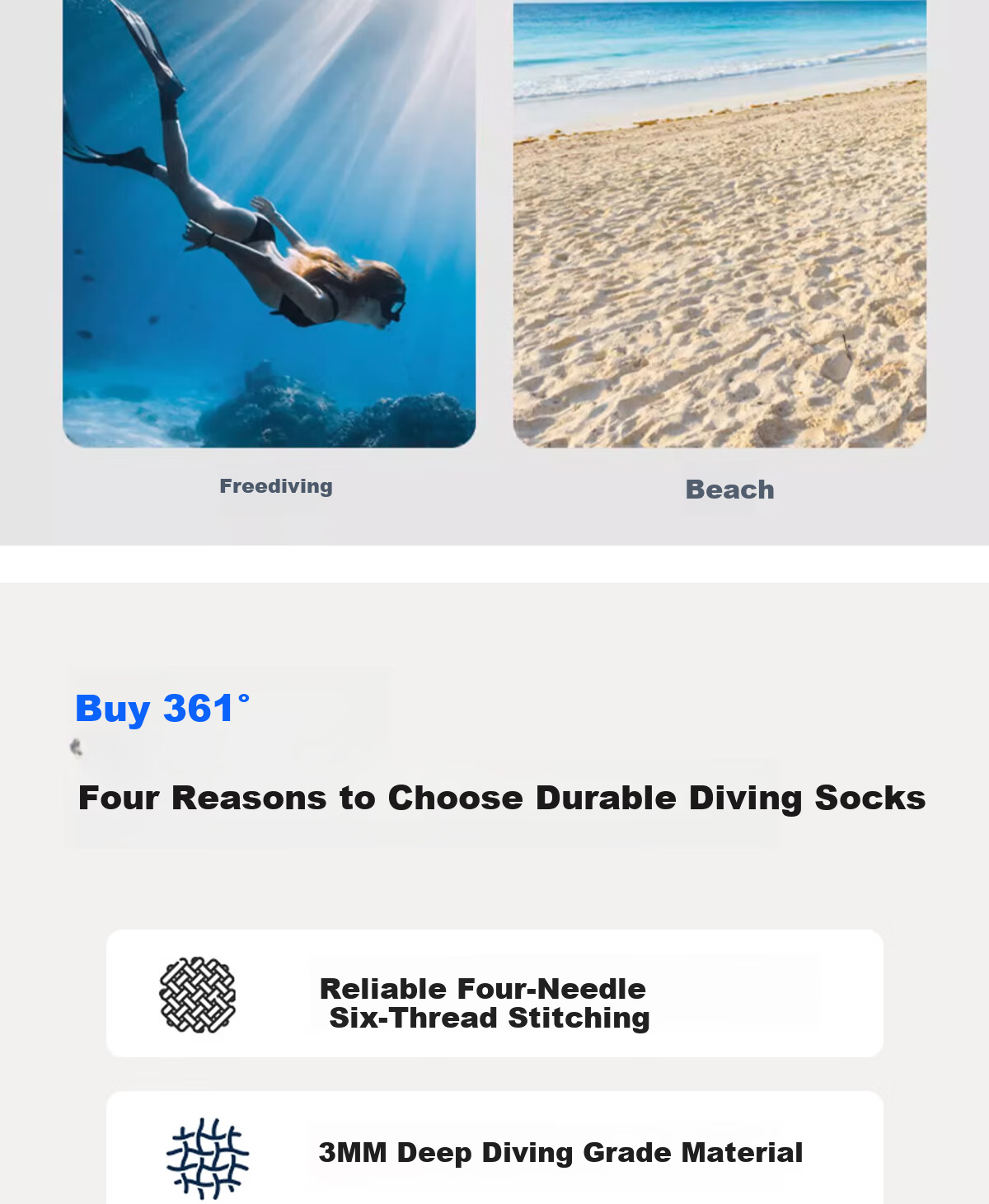 361° Beach Socks Diving Socks Winter Swimming Socks Adult Unisex Snorkeling Gear Diving Equipment 5
