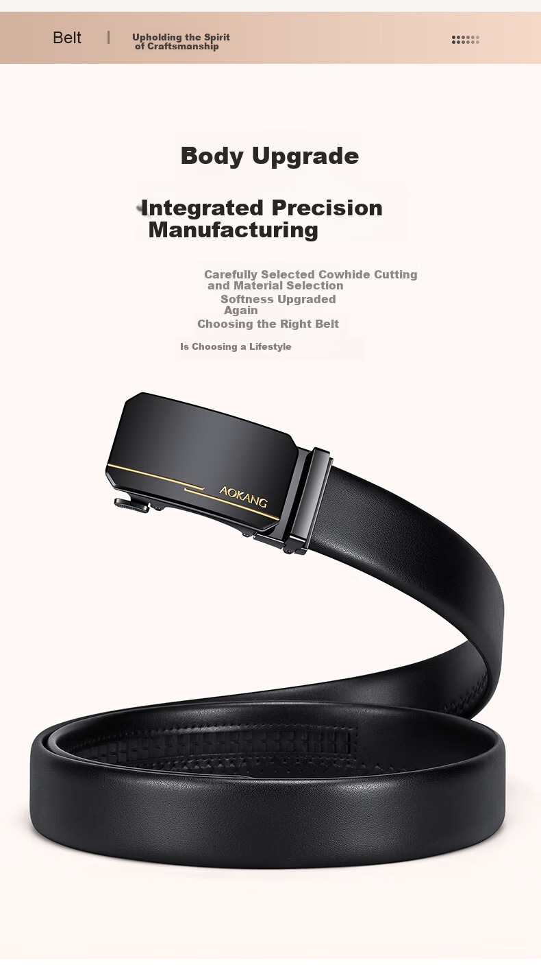 Aokang Genuine Leather Men's Business Casual Automatic Buckle Commuter Belt New Year Gift for Men 3