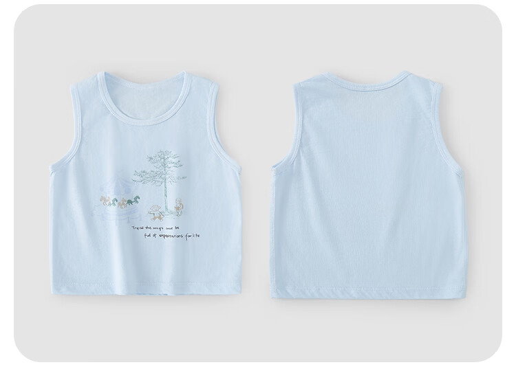 Xiyuan Kids Summer Thin Cotton Vest 2-Pack Unisex Children's Tank Top 7A Antibacterial Baby Inner and Outer Wear Sleeveless Shirt 15