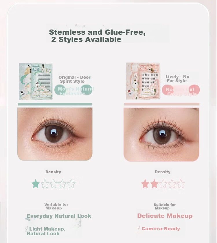 Goood 0.07mm Ultra-Fine Korean Style False Eyelashes, Individually Defined, Glue-Free, Self-Adhesive, Formaldehyde-Free, Natural Look 11