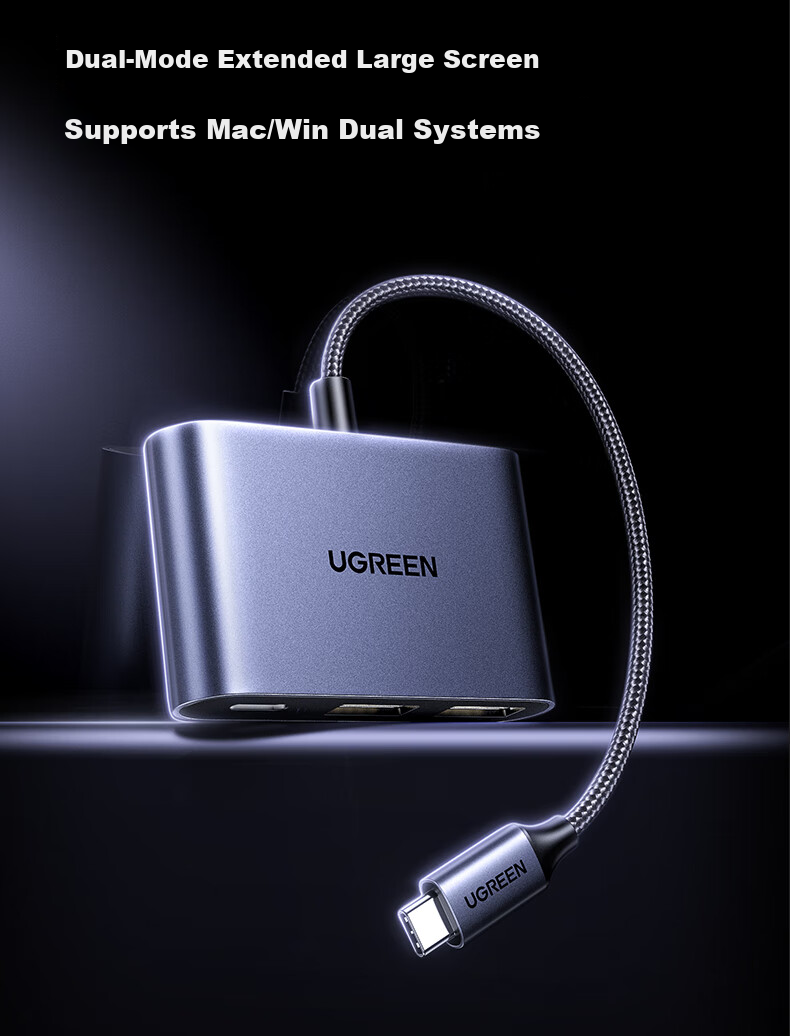UGREEN Type-C Dock AR Glasses Converter 4K 240Hz Expansion Dock C-Port Screen Casting Thunderbolt Hub for Huawei Apple Mac Laptop Phone Foldable Screen 13
