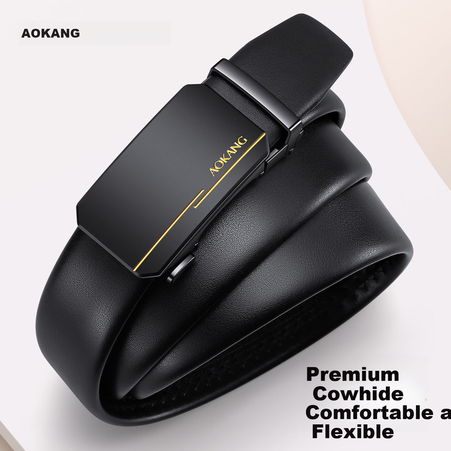 Aokang Genuine Leather Men's Business Casual Automatic Buckle Commuter Belt New Year Gift for Men