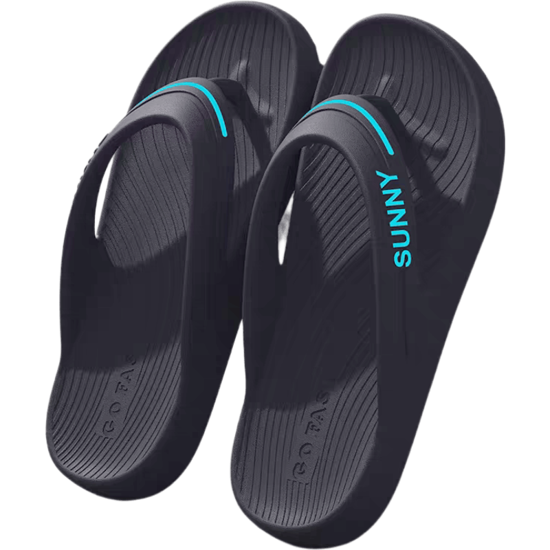 CXOCSI Men's Summer Flip Flops Women's Outdoor EVA Non-Slip Beach Sandals Black Size 44-45