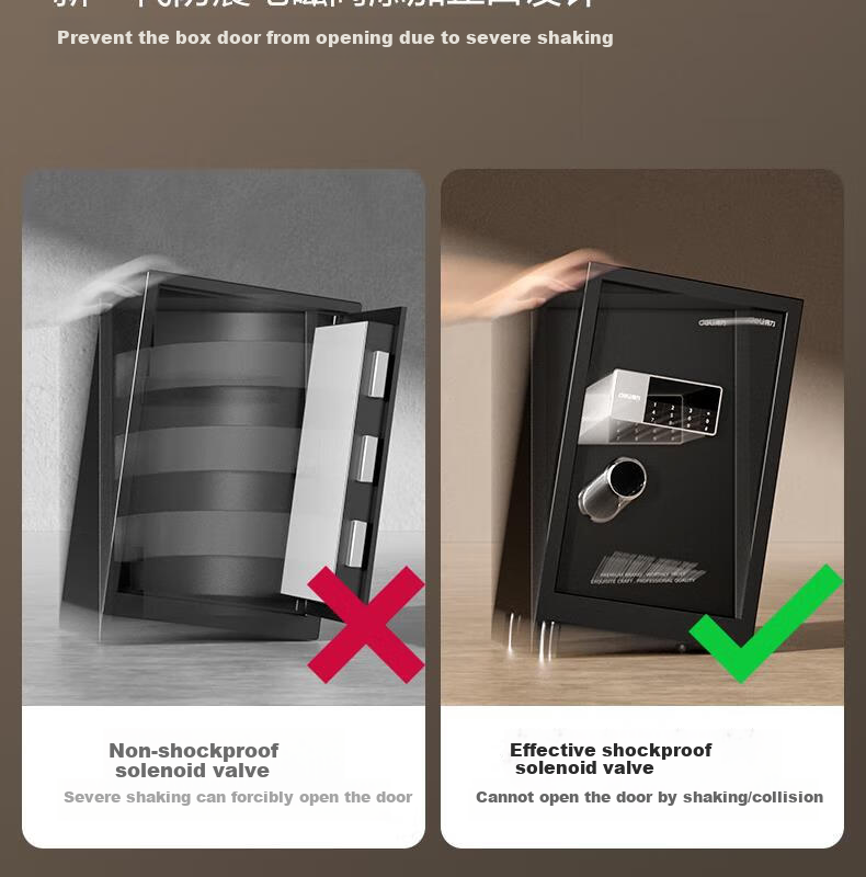 Deli Home Safe Box, Yao Zhen 60cm Fingerprint Unlock, All-Steel Anti-Theft Portable Small Gold Vault Can Be Used As Bedside Table, VA621 Gold 11