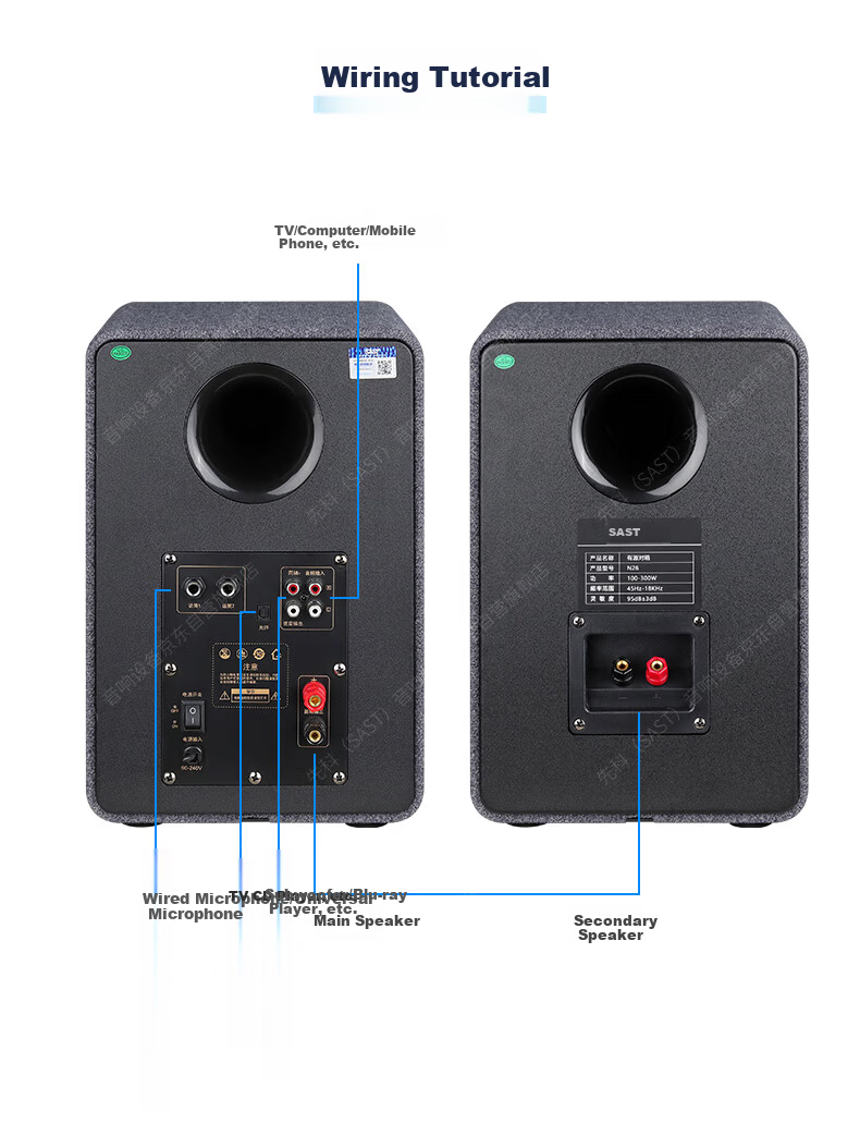 SAST Home Theater HIFI Bluetooth Speaker System for Living Room, Computer Desktop Audio, Audiophile-Grade 2.0 Subwoofer Set with Professional Microphones N26 13