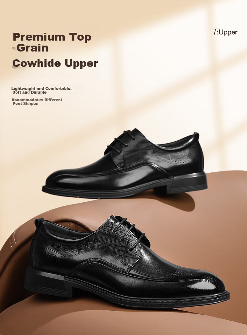 HLA Men's Classic Full-Grain Leather Formal Business Derby Shoes HAAPXM1FBA168 Black Size 43 3